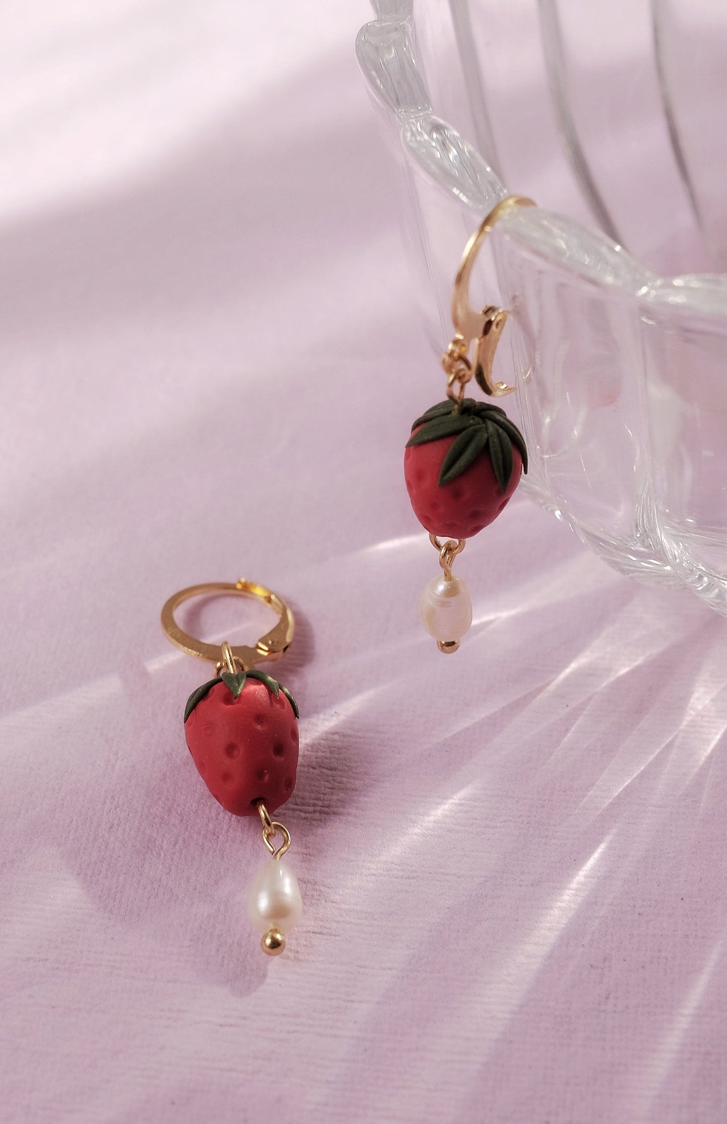 Strawberry & Pearls Hoops