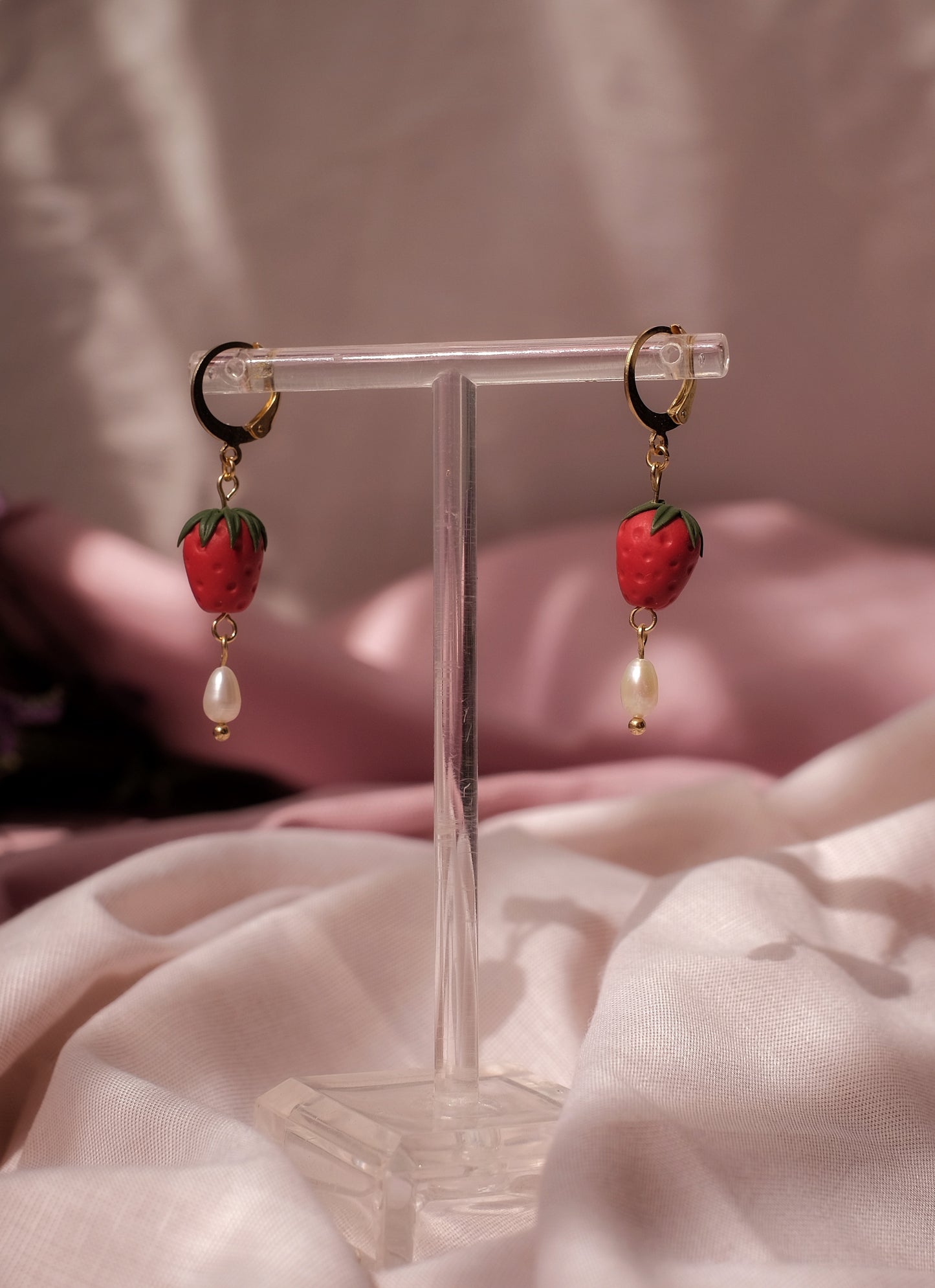 Strawberry & Pearls Hoops