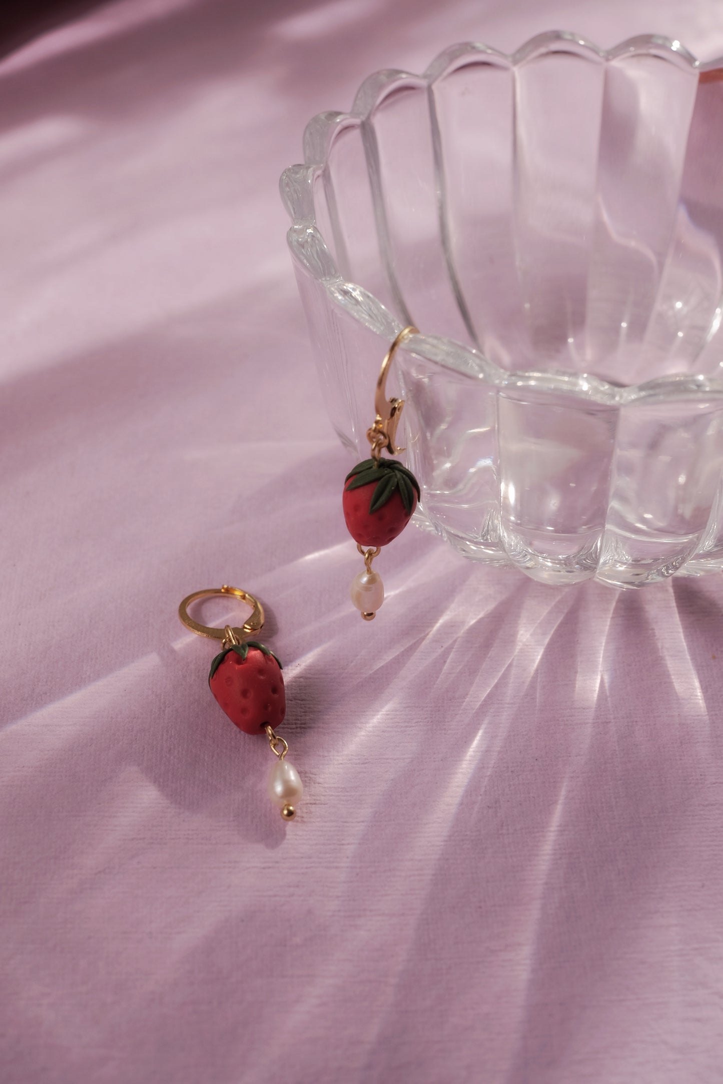 Strawberry & Pearls Hoops