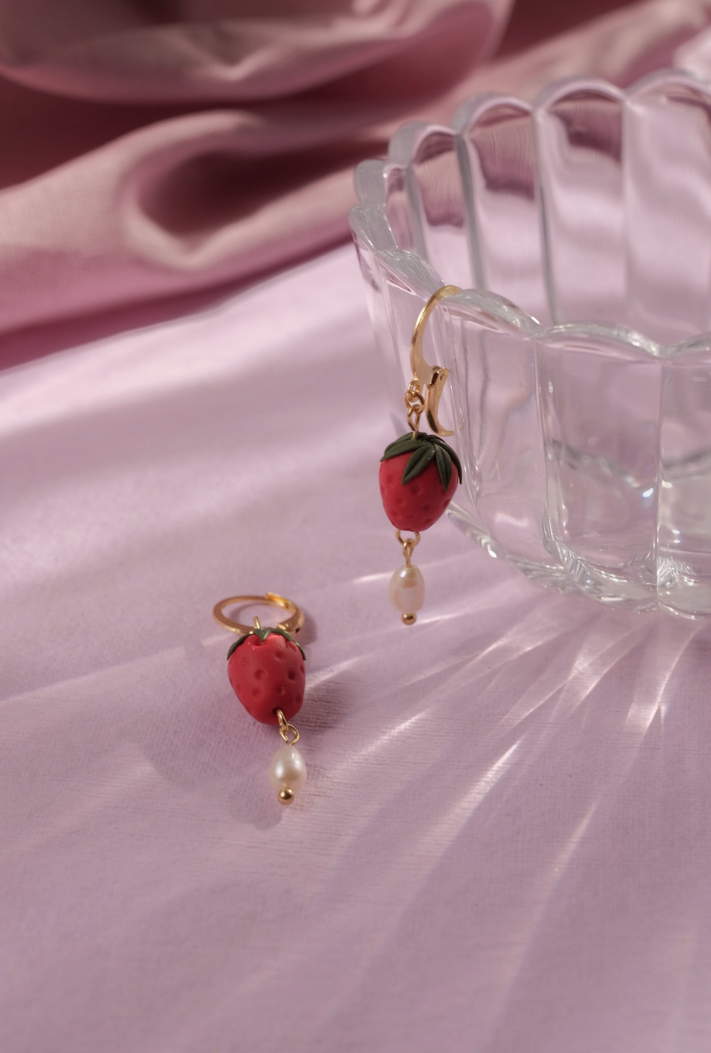 Strawberry & Pearls Hoops