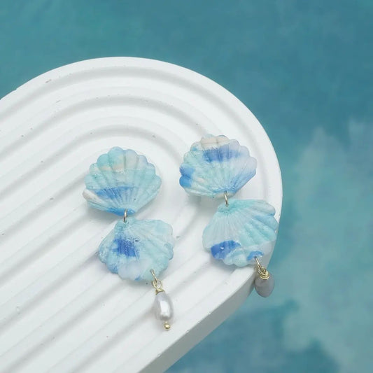 Larimar Seashell Earrings