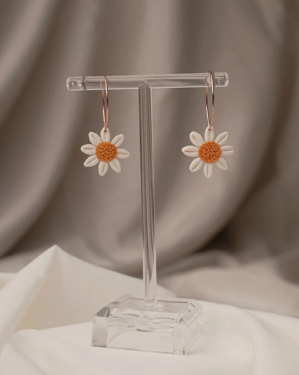 Daisies in Rose Gold Hoops